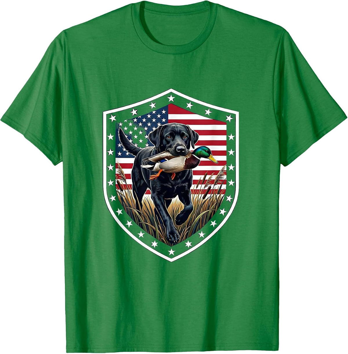 Men's Duck Camo Retriever in Cattails Hunting Graphic T-Shirt - Kelly Green