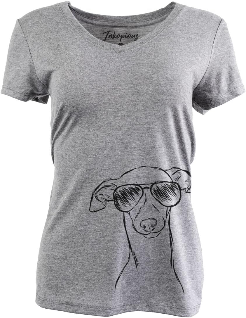 Ziggy the Italian Greyhound Triblend T-Shirt - Grey Relaxed V-neck