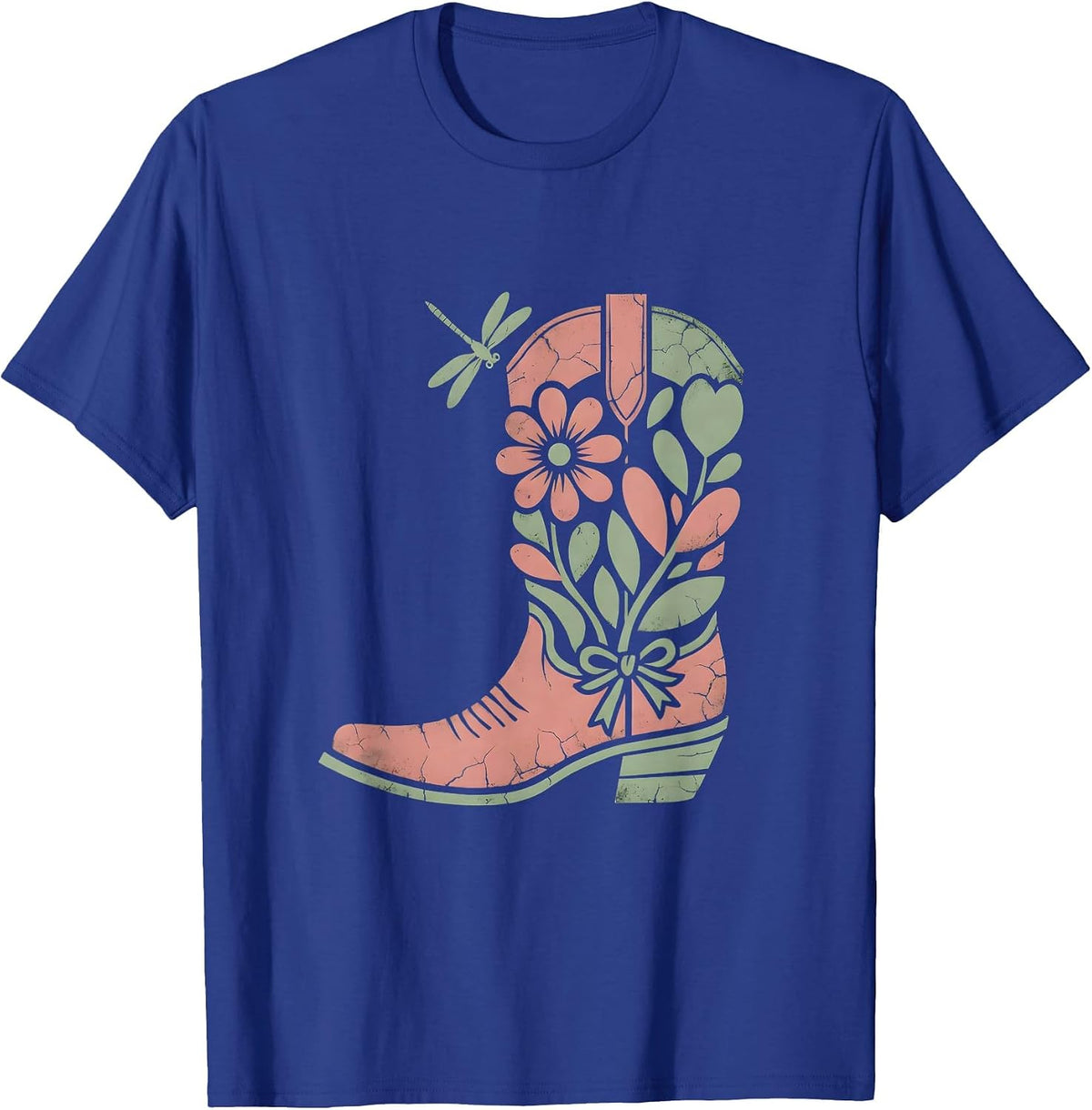 Men's Cowgirl Boot Kicking Desert Dust Western Graphic T-Shirt - Royal Blue