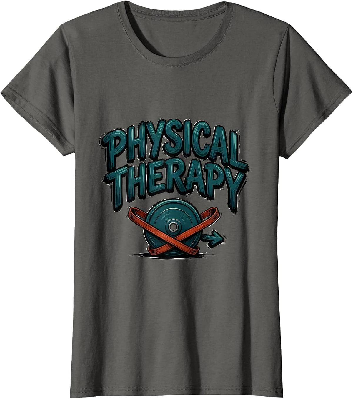 Women's Physical Therapy Retro Sign Painter Showcard Therapist Gift T-Shirt - Asphalt Grey
