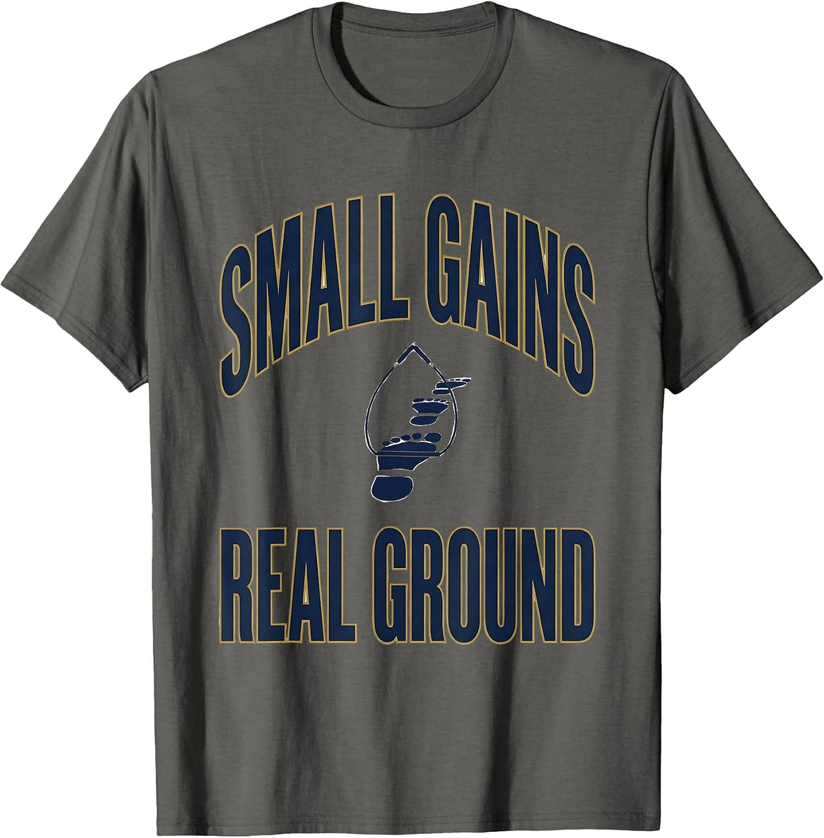 Men's Small Gains Real Ground Sports Physical Therapist OT PT T-Shirt - Asphalt Grey