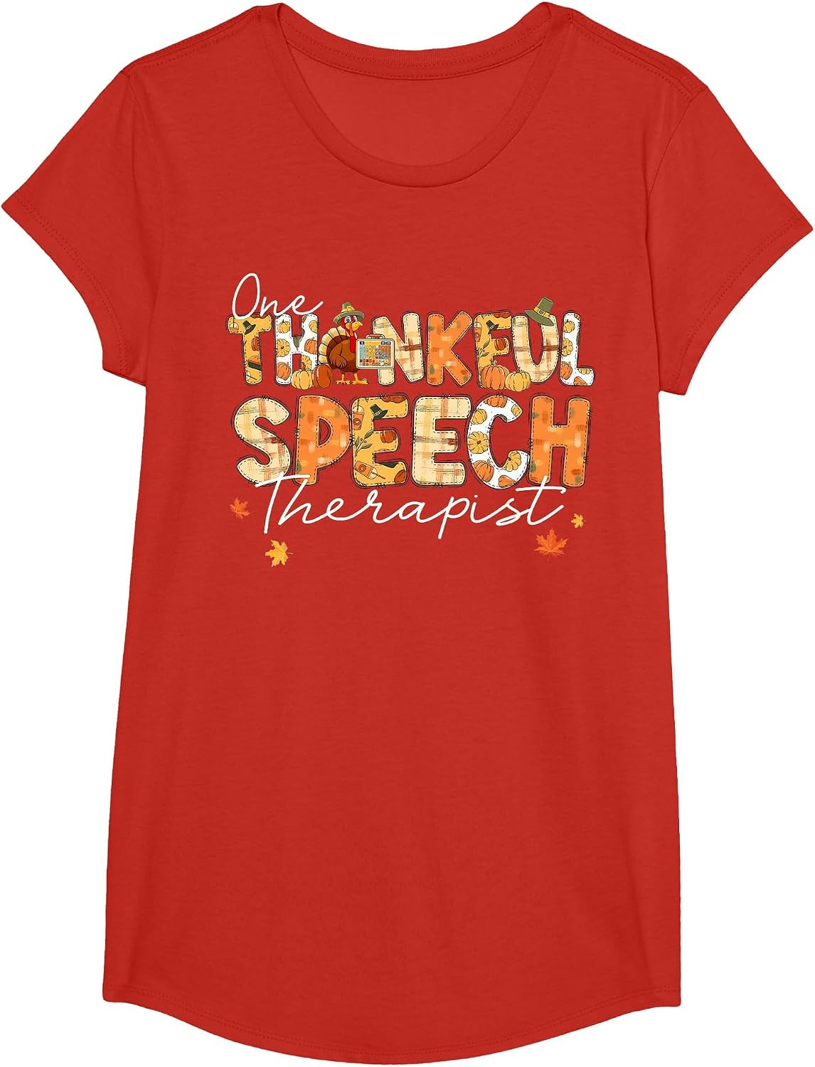 One Thankful Speech Therapist SLP Turkey Fall Thanksgiving T-Shirt - Girls Red