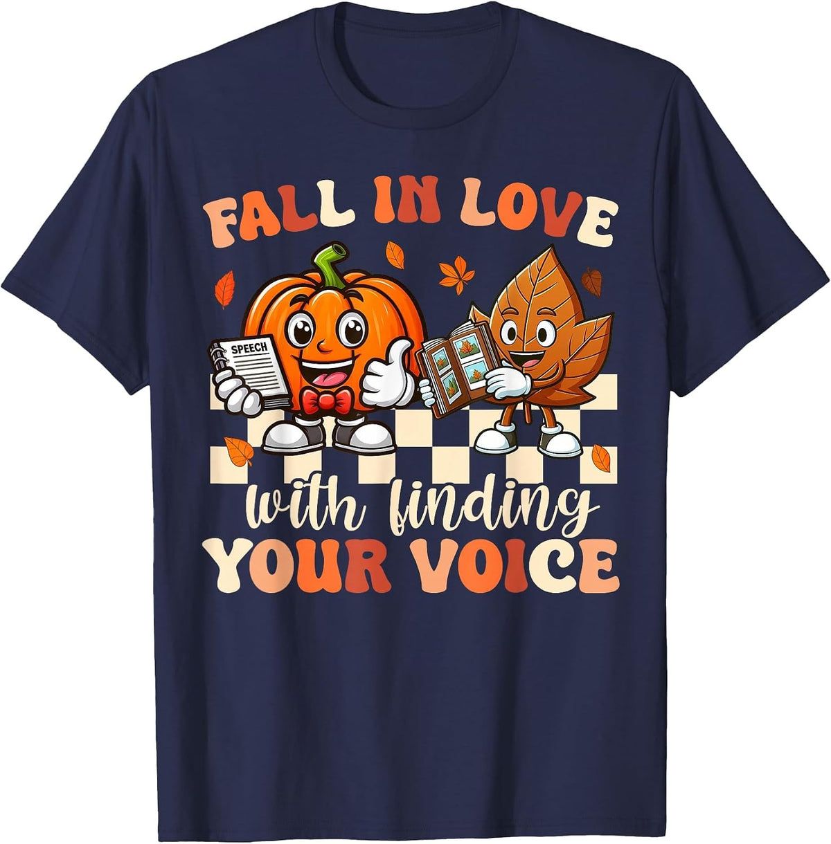 Speech Therapist SLP Autumn Fall Women Speech Therapy T-Shirt - Navy Blue