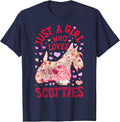 Scottie Scottish Terrier Just A Girl Who Loves Dog Flower T-Shirt - Navy Blue