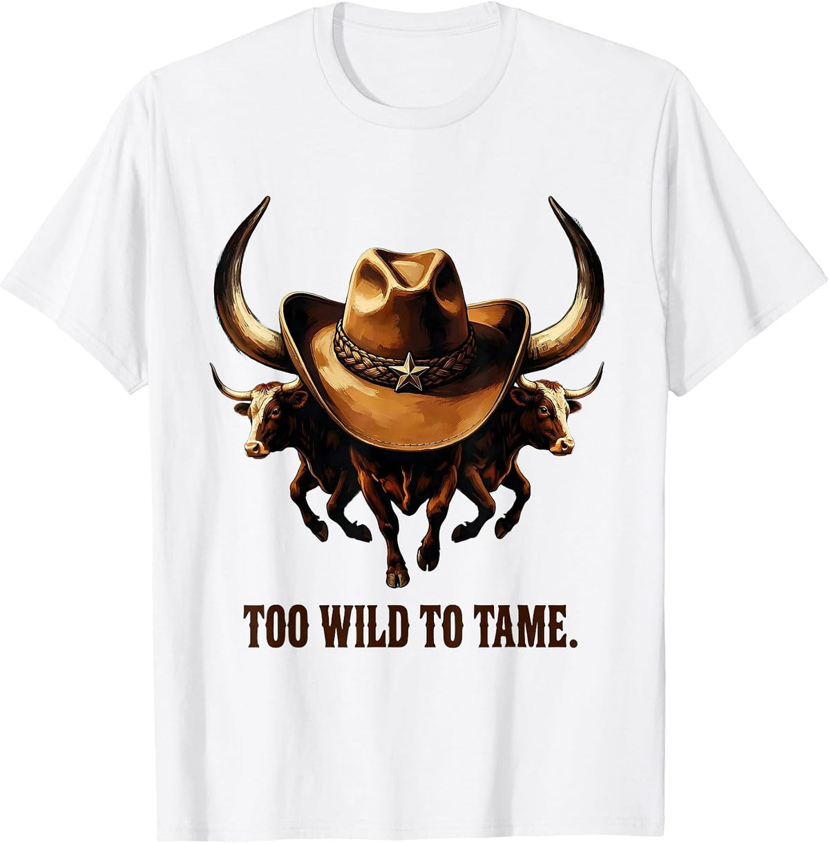 Men's Too Wild To Tame Cowgirl Graphic Design T-Shirt - White