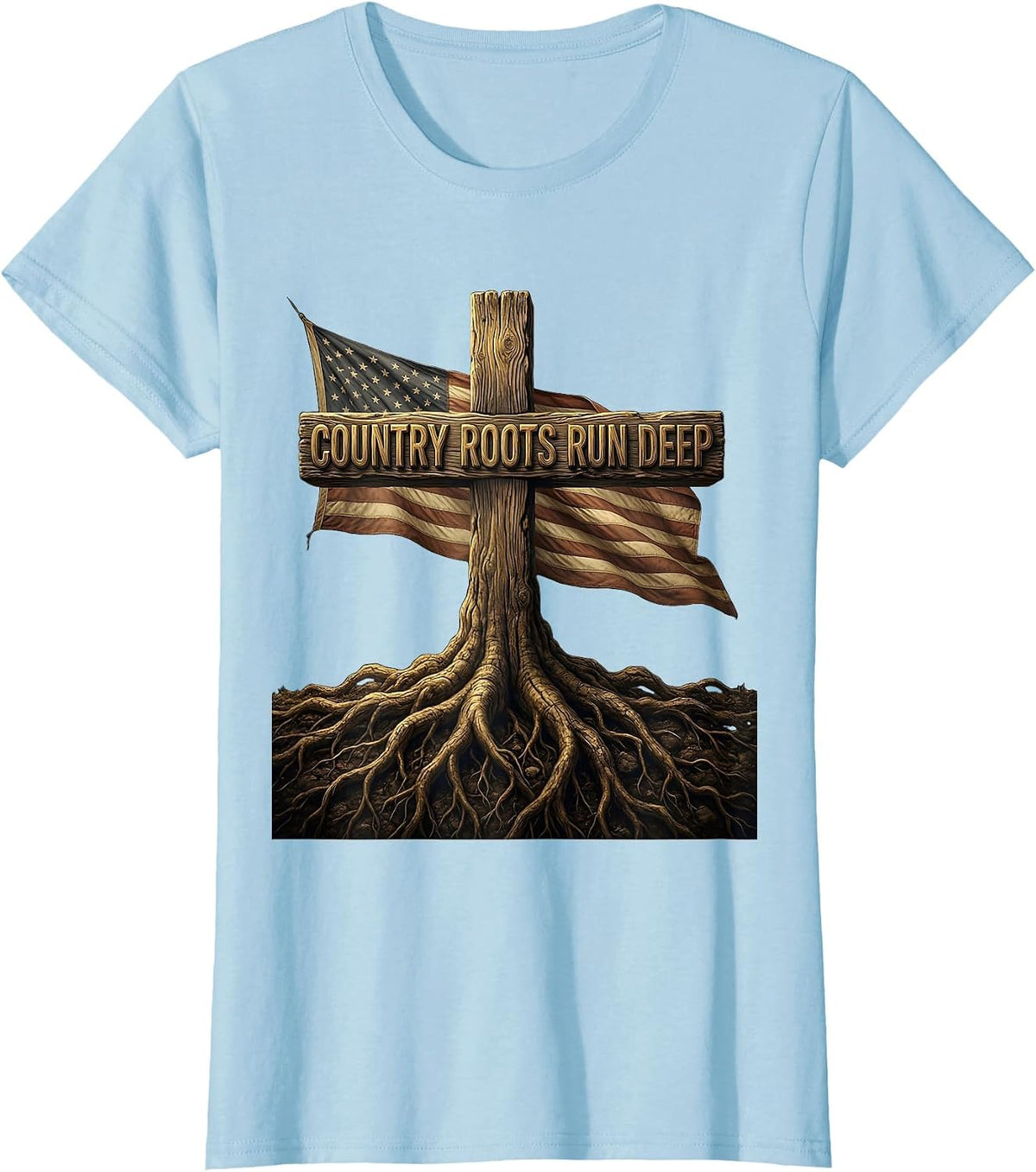Country Roots Run Deep Girls Western Design T-Shirt - Baby Blue