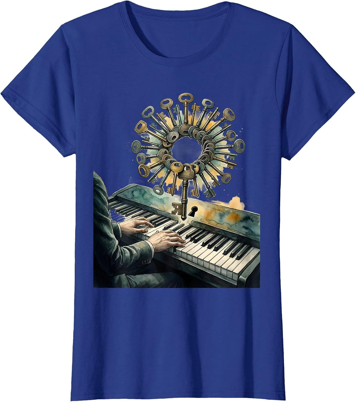 Women's Pianist Keyboard Humor Gift Music Lover T-Shirt - Royal Blue