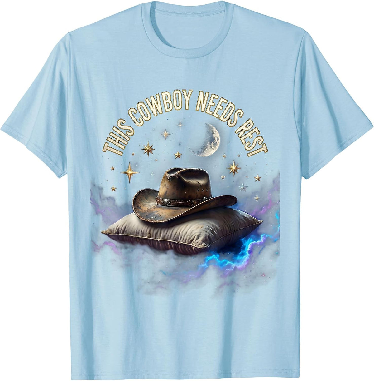 Men's This Cowboy Needs Rest Funny Western Design T-Shirt - Baby Blue