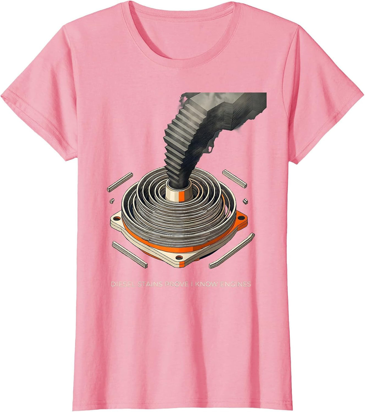 Women's Diesel Stains Prove I Know Engines Funny Diesel Mechanic T-Shirt - Pink