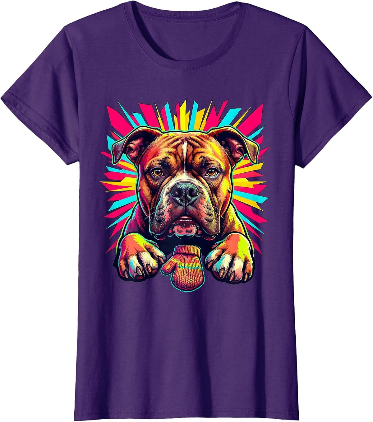 Women's Pittie Mom Colorful Pitbull Dog Lover Pride T-Shirt - Purple