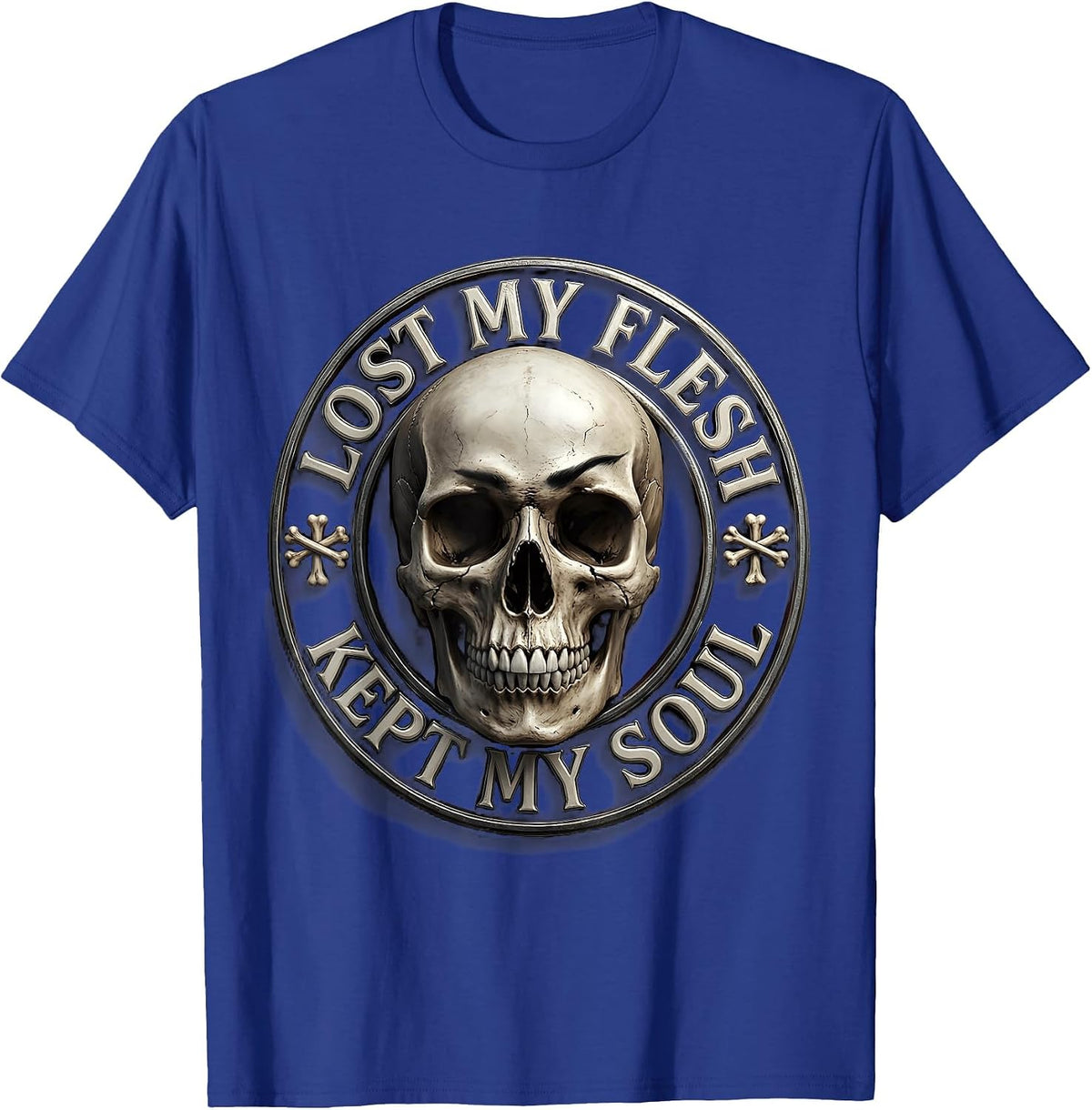 Lost My Flesh Kept My Soul Dark Gothic Design T-Shirt - Royal Blue