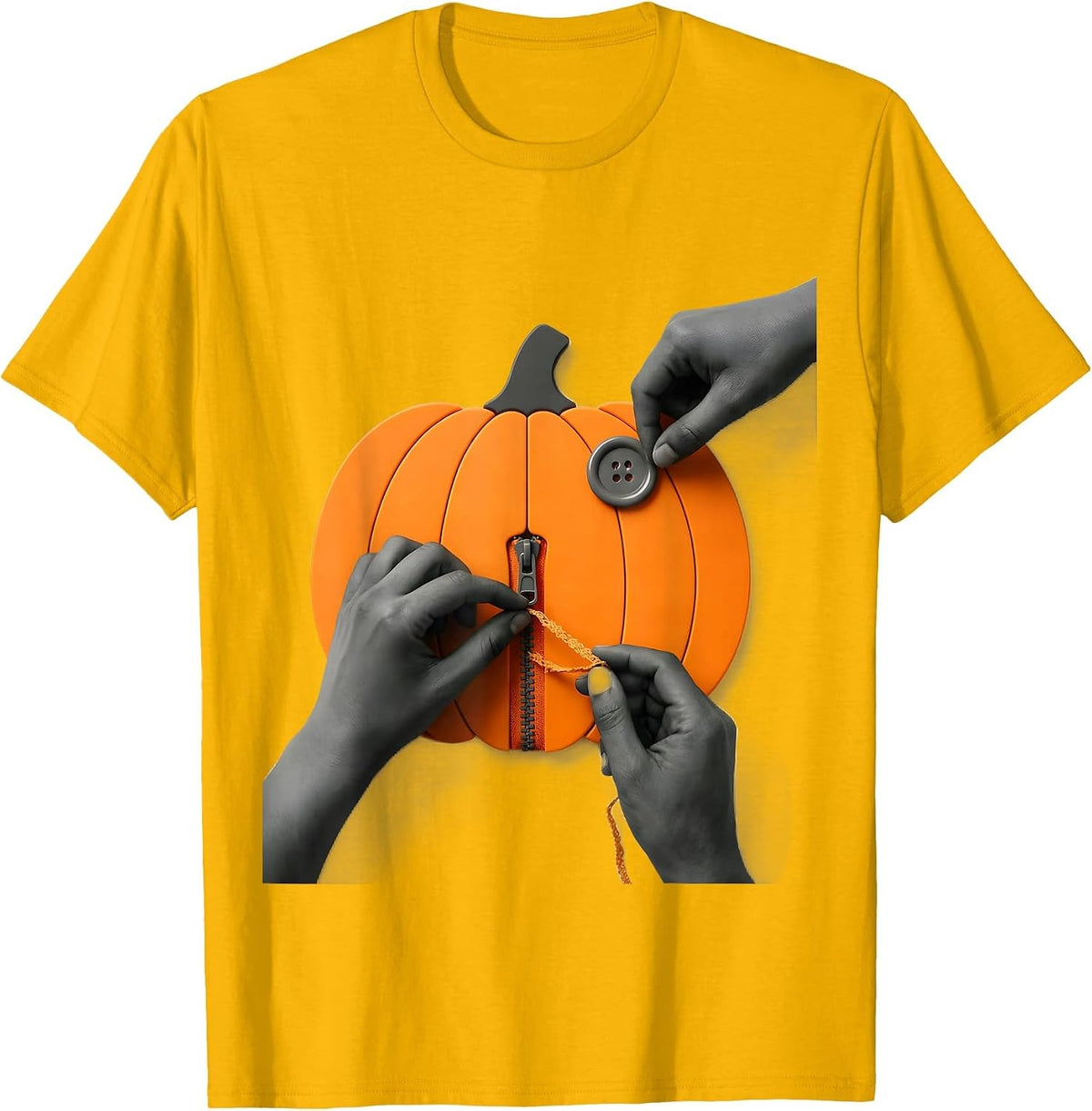 Men's Ghost Hands Minimalist Halloween Occupational Therapy Squad T-Shirt - Golden Yellow
