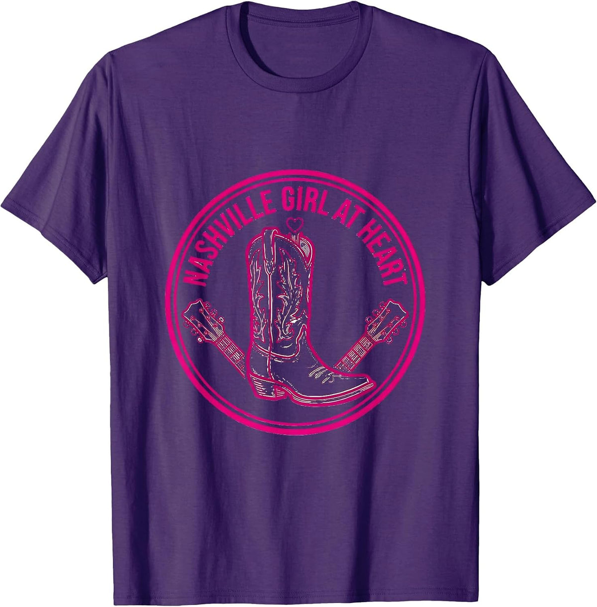 Men's Nashville Girl At Heart Music City Design T-Shirt - Purple