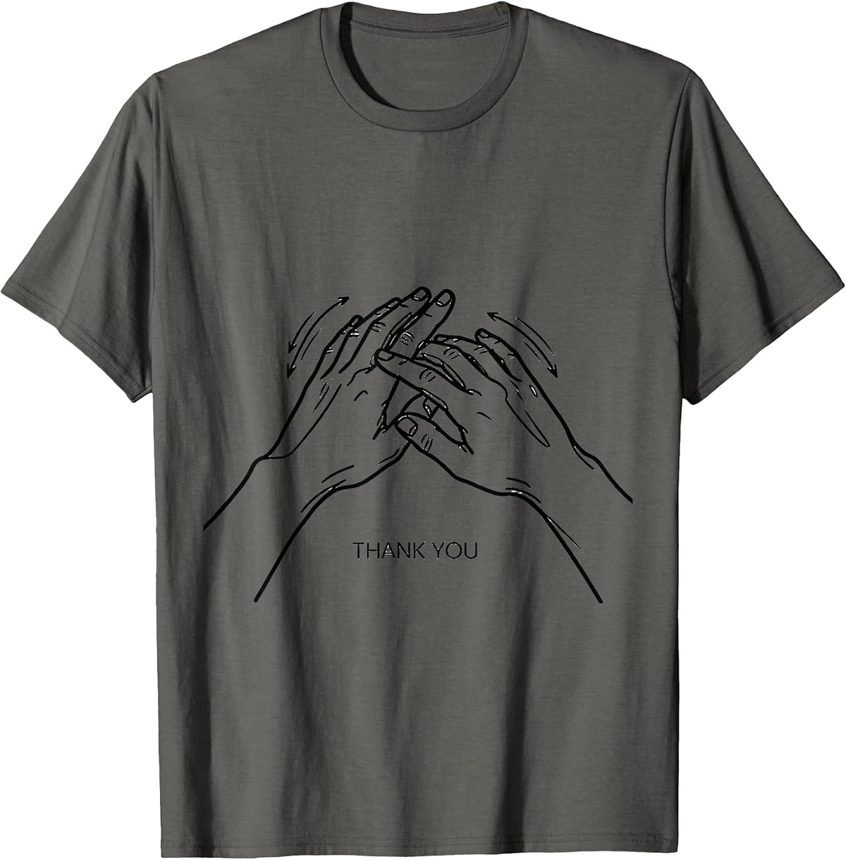 THANK YOU ASL Sign Language Teacher Gift Awareness T-Shirt - Asphalt Grey