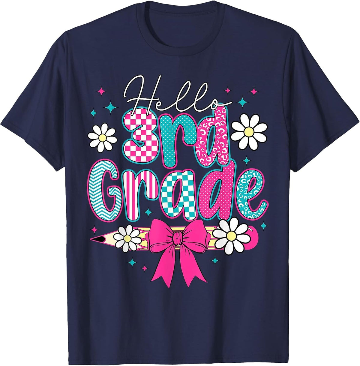Back to School Hello Third Grade Team 3rd Grade Boys Girls T-Shirt - Navy Blue