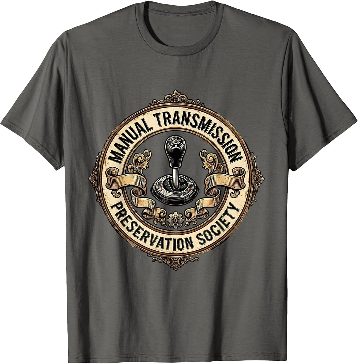 Manual Transmission Preservation Society Vintage Badge T-Shirt - Asphalt Grey