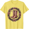 Men's Cowgirl Boots Spurs and Roses Western Graphic T-Shirt - Lemon Yellow