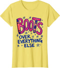 Boots Over Everything Cowboy Western Design T-Shirt - Lemon Yellow