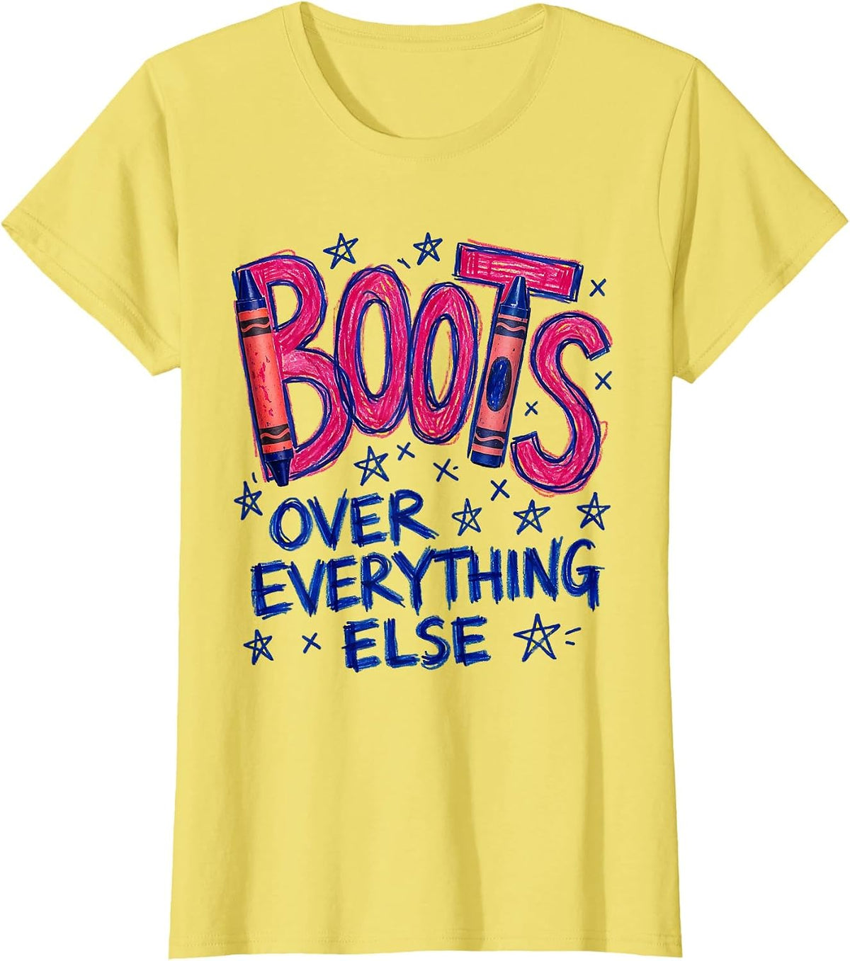 Boots Over Everything Cowboy Western Design T-Shirt - Lemon Yellow