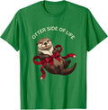 Men's Otter Side of Life Sea Otter Graphic Design T-Shirt - Kelly Green