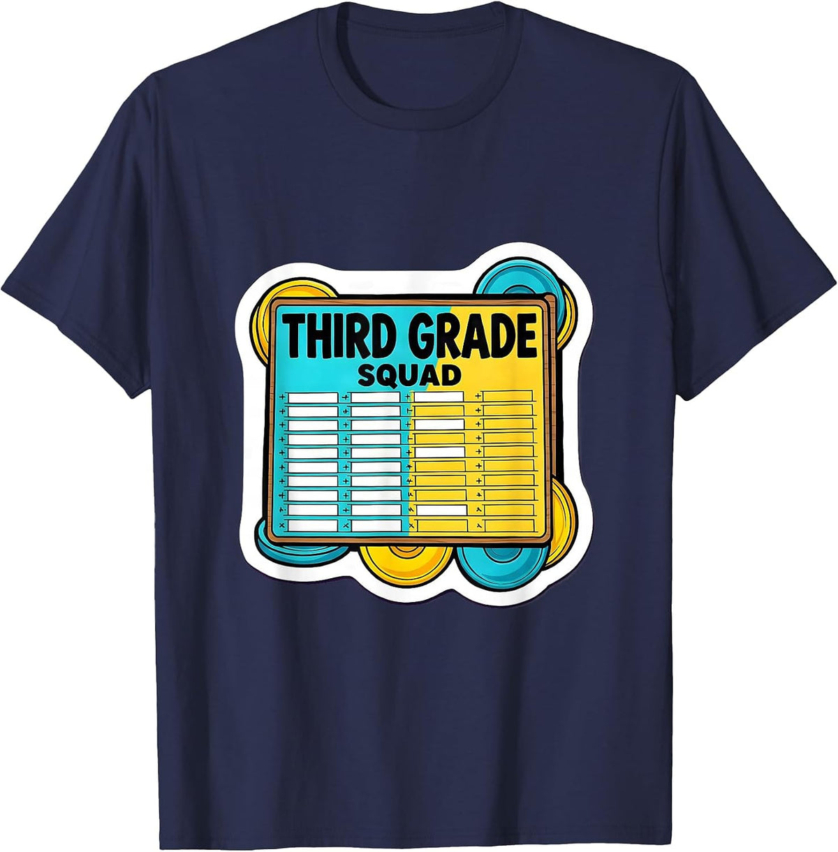 Men's Third Grade Squad Funny Teacher Humor Elementary School T-Shirt - Navy Blue