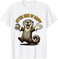 Men's Otter Side of Happy Cute Otter Design T-Shirt - White