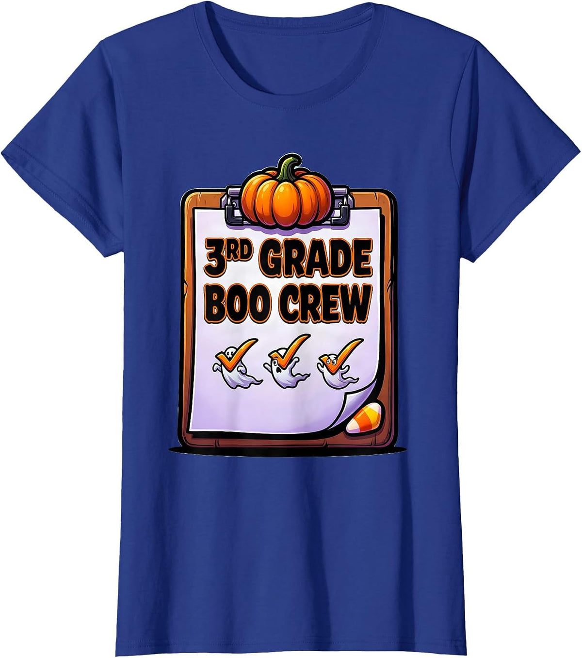 Women's 3rd Grade Boo Crew Funny Third Grade Teacher Halloween T-Shirt - Royal Blue