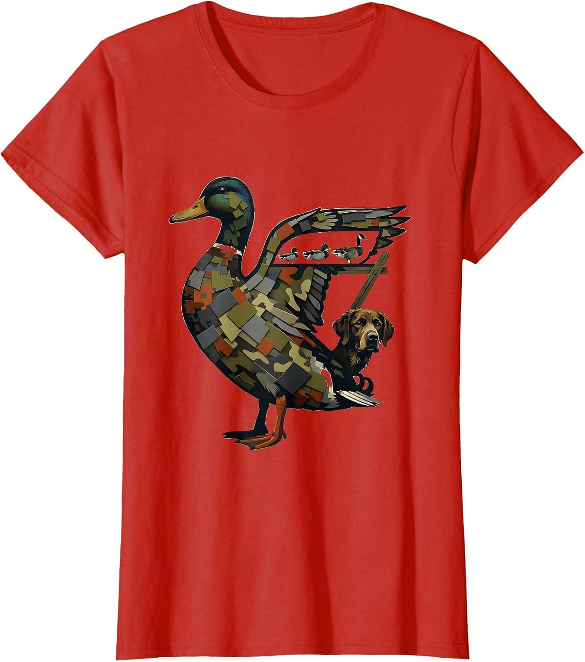 Mallard Decoy Hunting Silhouette Duck Hunter Gift T-Shirt - Red