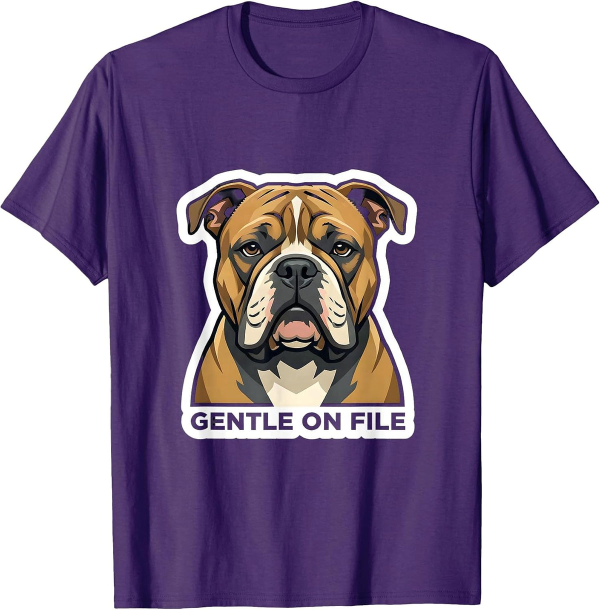 Men's Gentle On File Funny Pitbull Dog Meme Humor T-Shirt - Purple