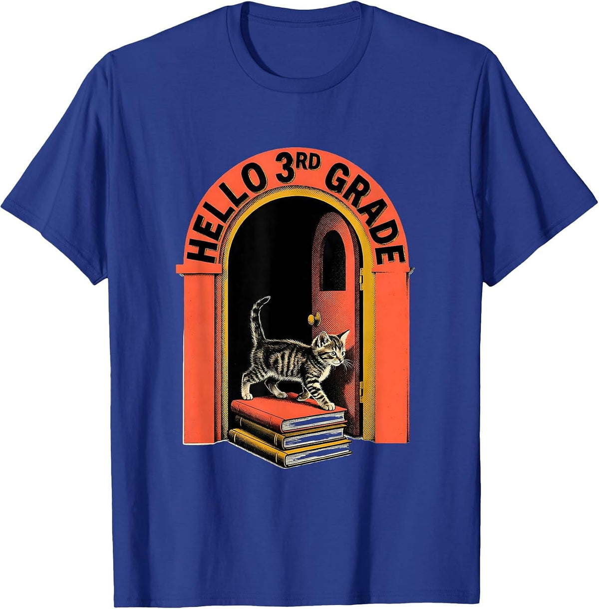 Hello 3rd Grade Cute Kitten Back To School Girls Teachers T-Shirt - Royal Blue