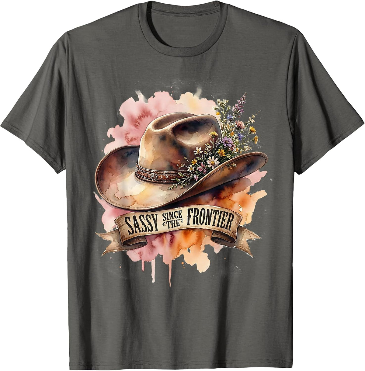 Sassy Since The Frontier Western Design T-Shirt - Asphalt Grey