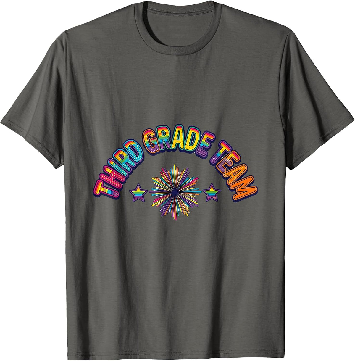 Men's Third Grade Team Colorful Back To School Teacher Student T-Shirt - Asphalt Grey