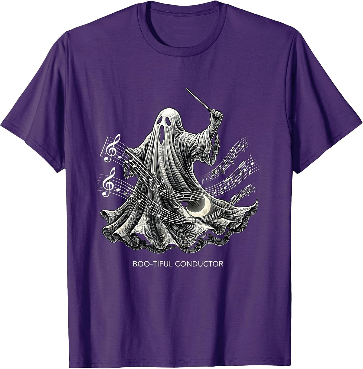 Boo-tiful Conductor Ghost Musician Halloween Music Teacher T-Shirt - Purple