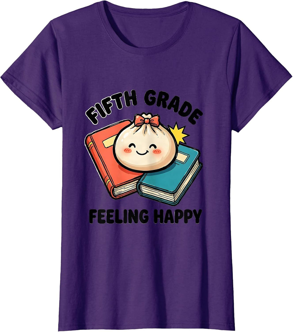 Women's Fifth Grade Feeling Happy Kawaii Dumpling Back to School T-Shirt - Purple