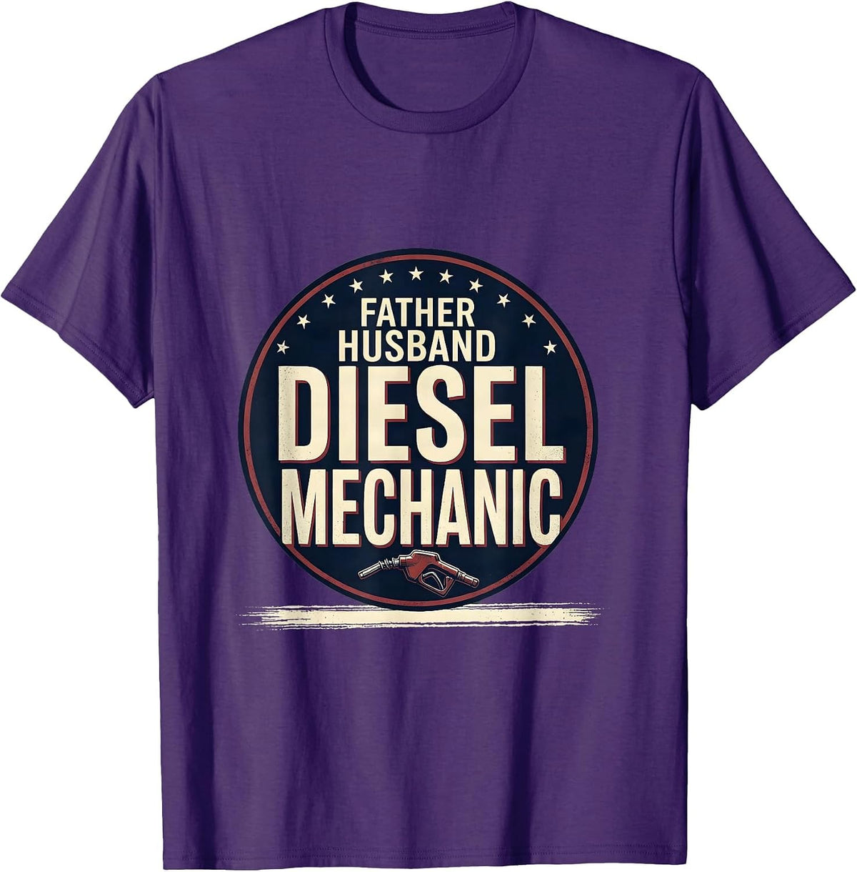 Father Husband Diesel Mechanic Patriotic Mechanic Gift T-Shirt - Purple