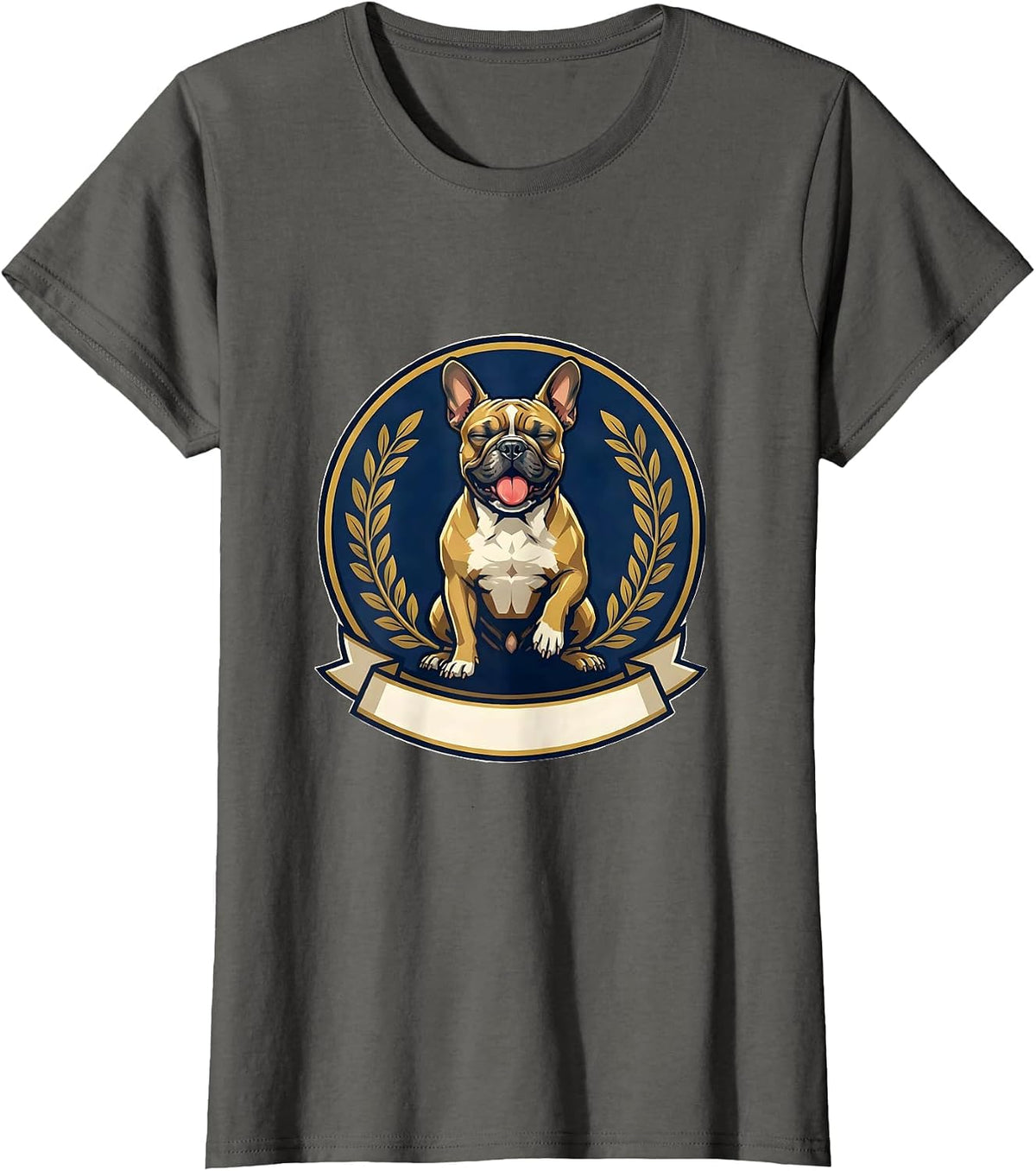 Women's Pittie Crest Pitbull Mom Dog Lover Emblem T-Shirt - Asphalt Grey