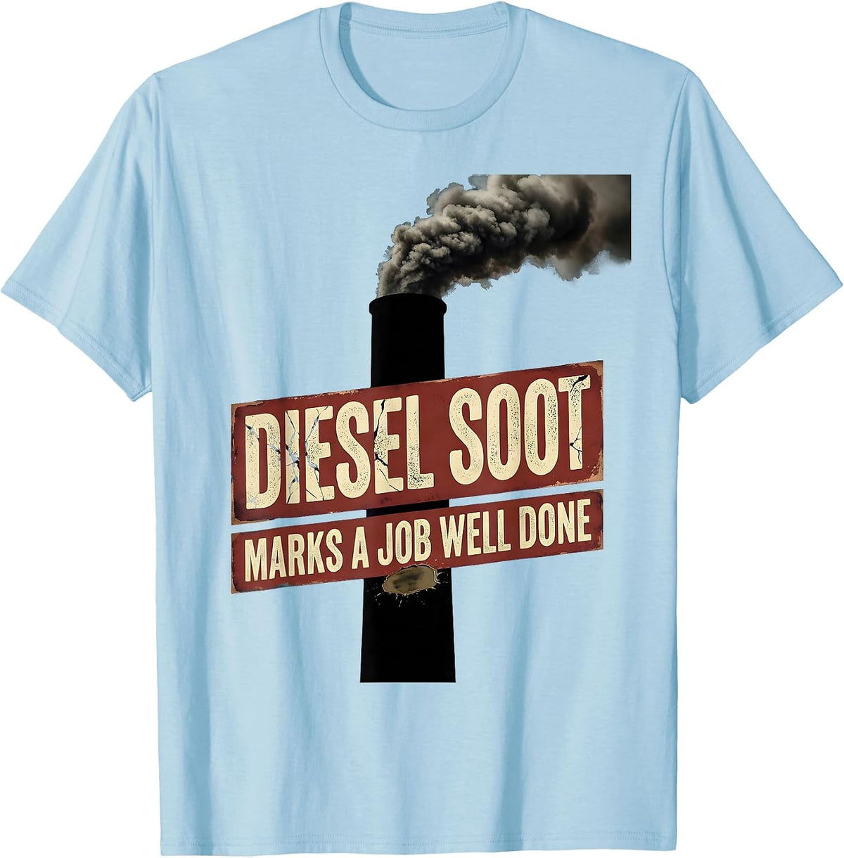 Men's Diesel Soot Marks A Job Well Done Vintage Diesel Mechanic T-Shirt - Baby Blue