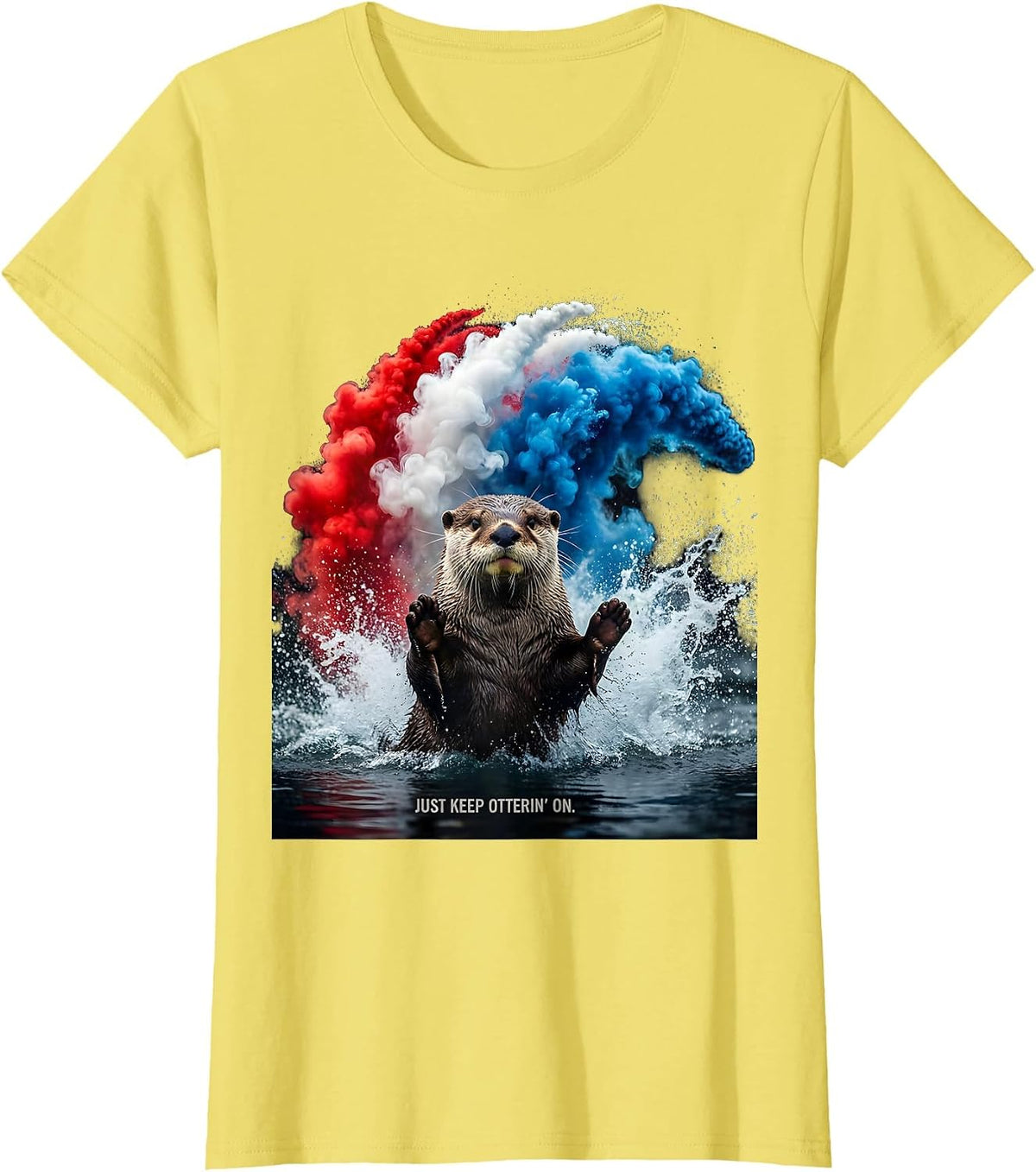 Just Keep Otterin' On Cute Otter Design T-Shirt - Lemon Yellow