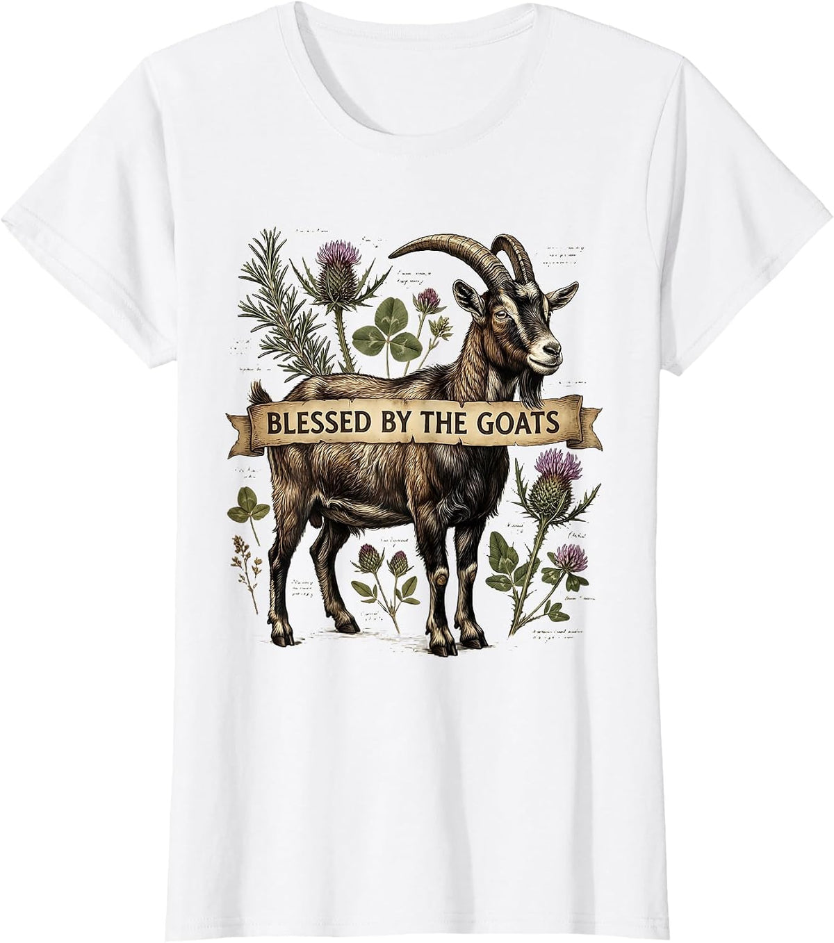 Blessed by the Goats Funny Goat Lover Design T-Shirt - White