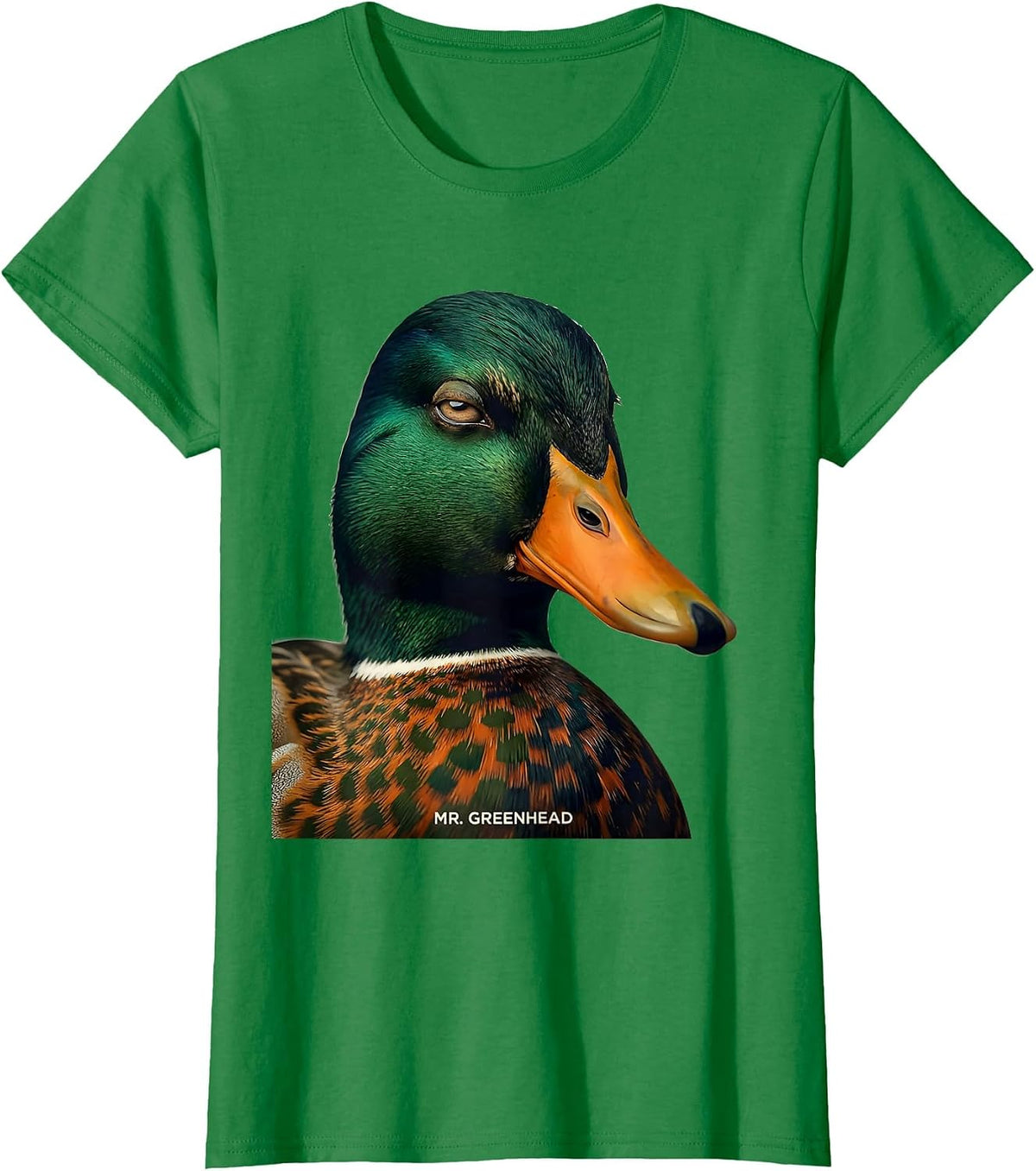 Women's Mr. Greenhead Mallard Duck Hunting Camo Wildlife Humor T-Shirt - Kelly Green