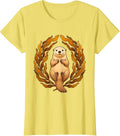 Women's Sea Otter Floating in Kelp Illustration T-Shirt - Lemon Yellow