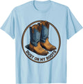Men's Dust On My Boots Denim Cowgirl Design T-Shirt - Baby Blue