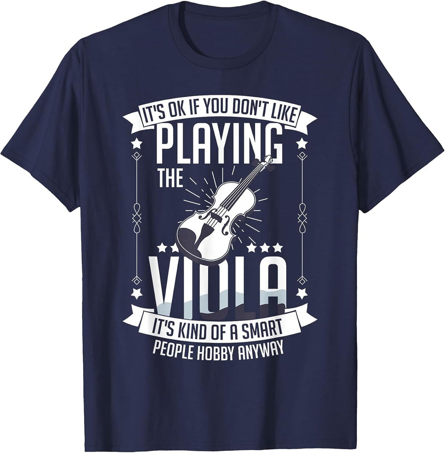 Viola Instrument Music Notes Player Lesson Beginner T-Shirt - Navy Blue