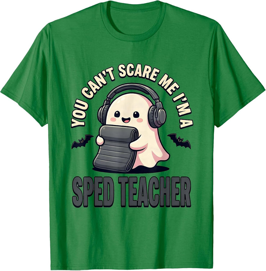 Men's You Can't Scare Me I'm A SPED Teacher Cute Kawaii Halloween T-Shirt - Kelly Green