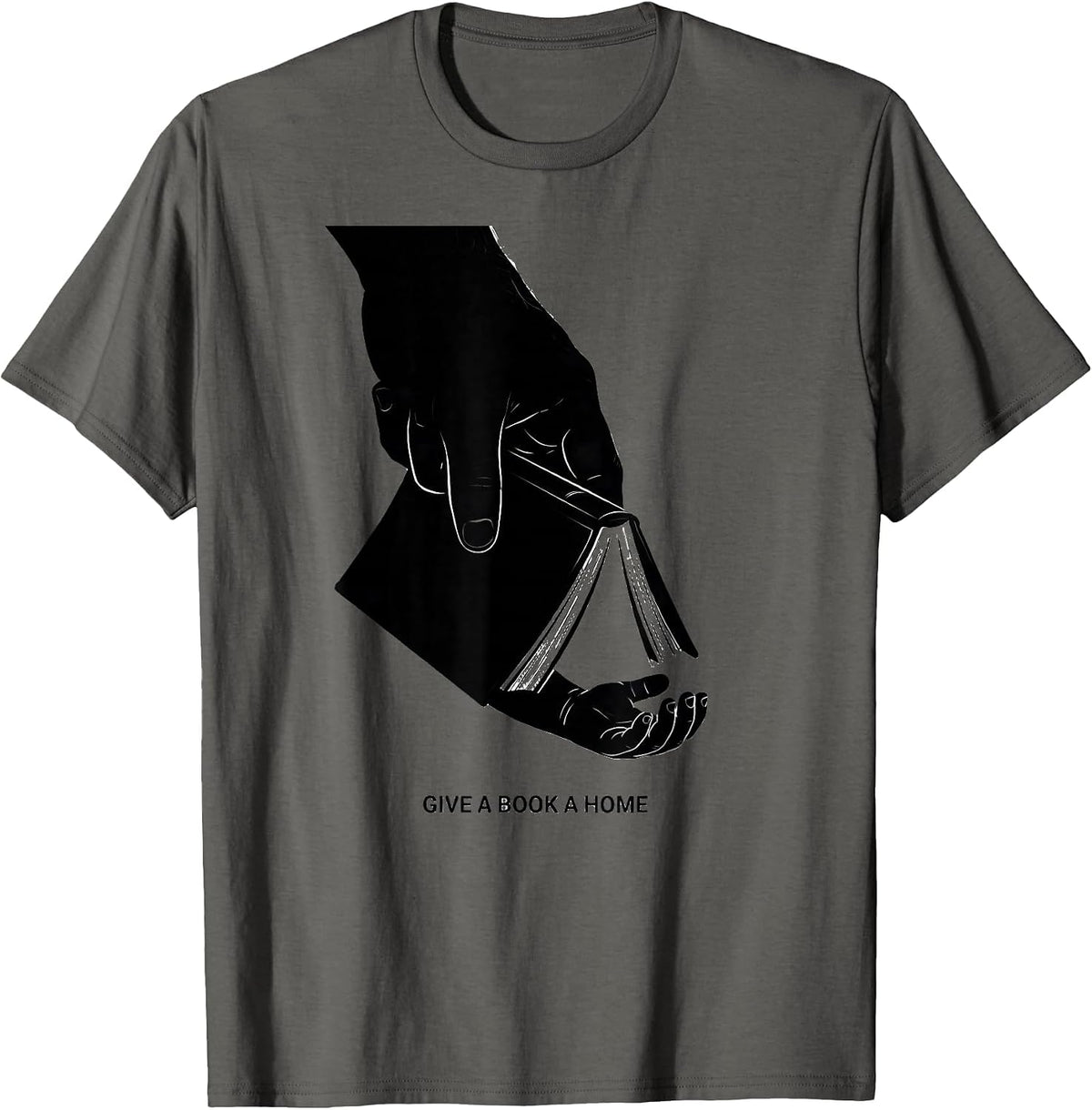 Give A Book A Home Sentimental Literacy Advocate Teacher T-Shirt - Asphalt Grey
