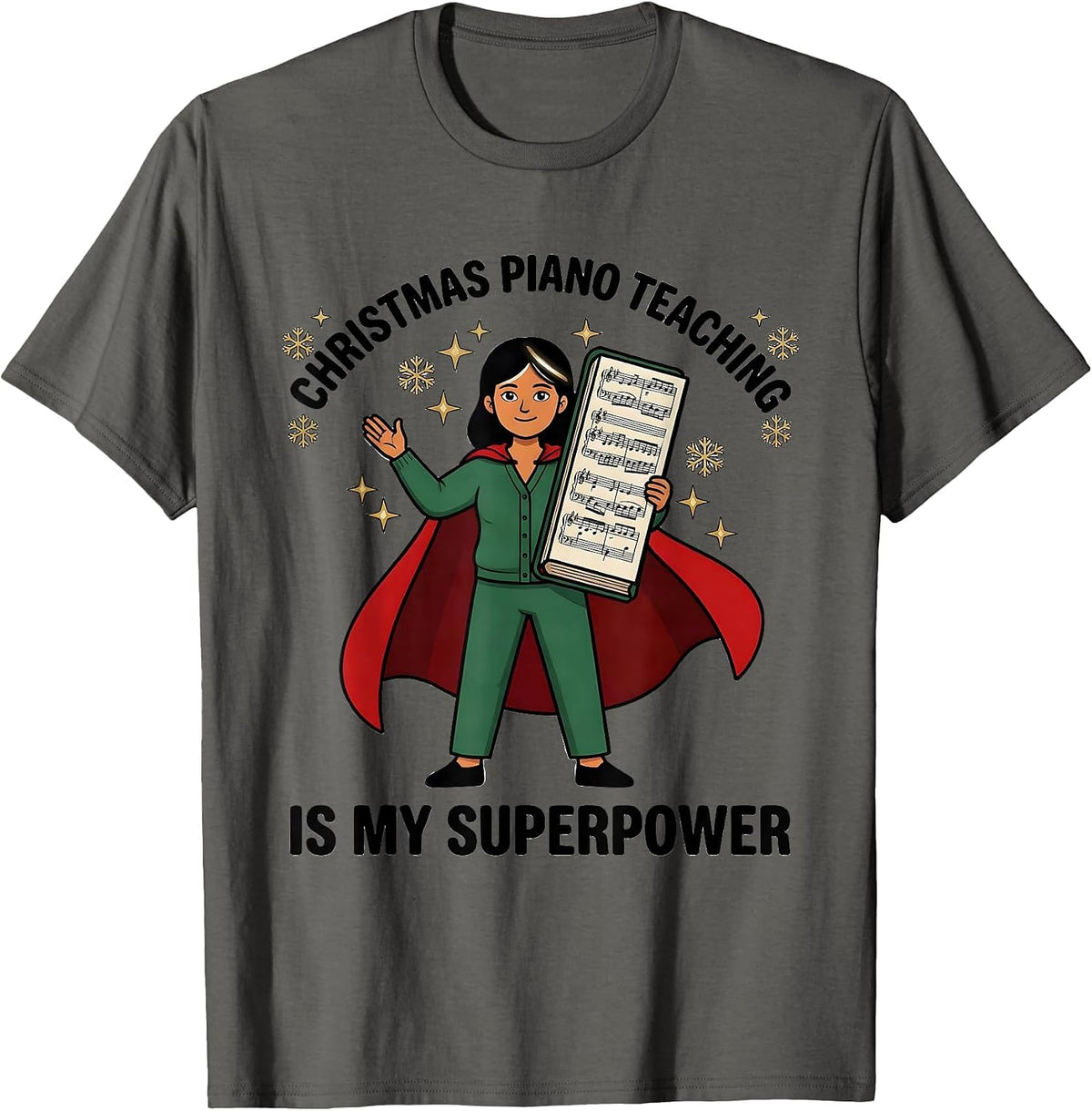 Men's CHRISTMAS PIANO TEACHING IS MY SUPERPOWER Teacher T-Shirt - Asphalt Grey