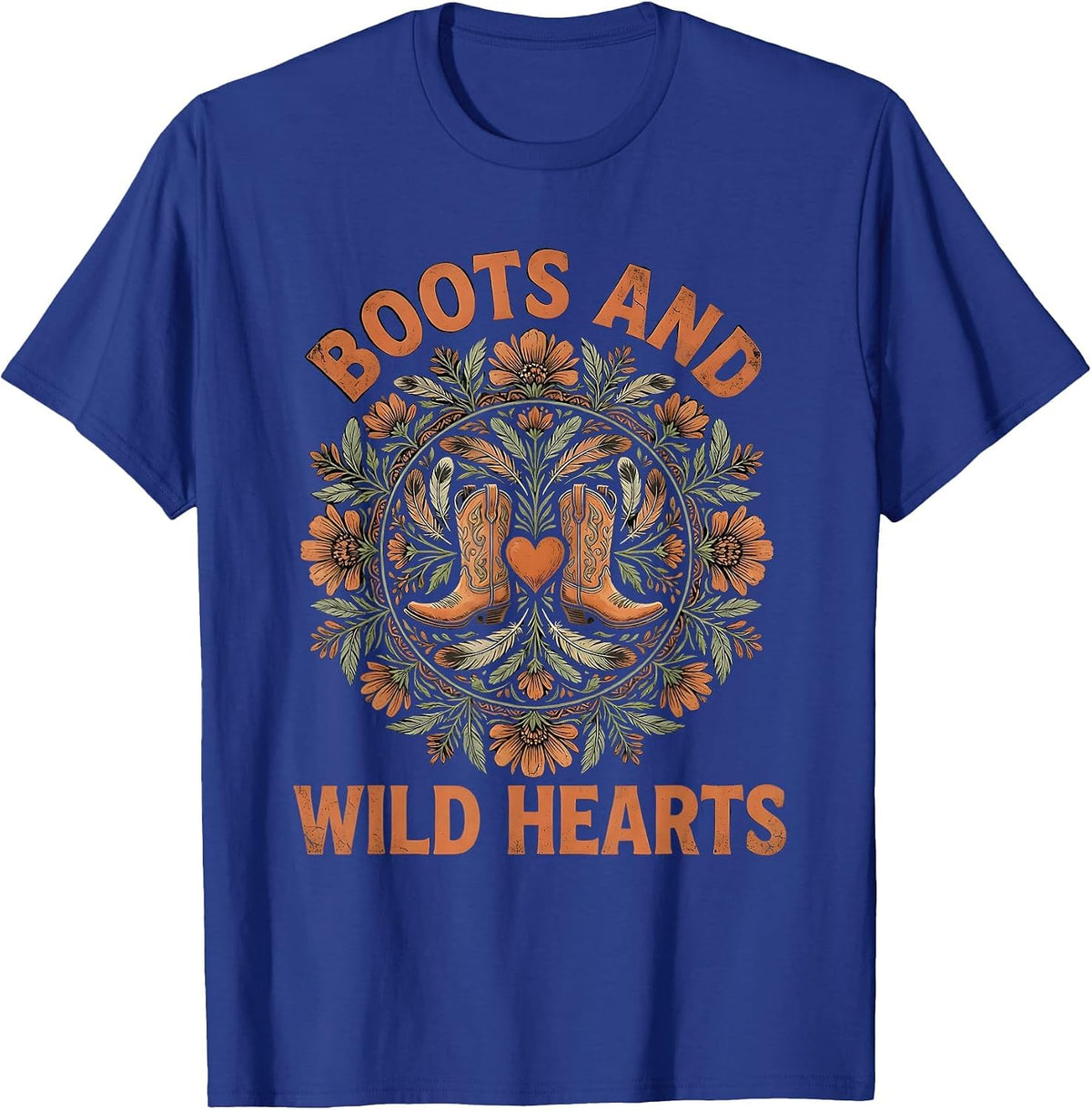 Men's Boots and Wild Hearts Cowgirl Western Design T-Shirt - Royal Blue