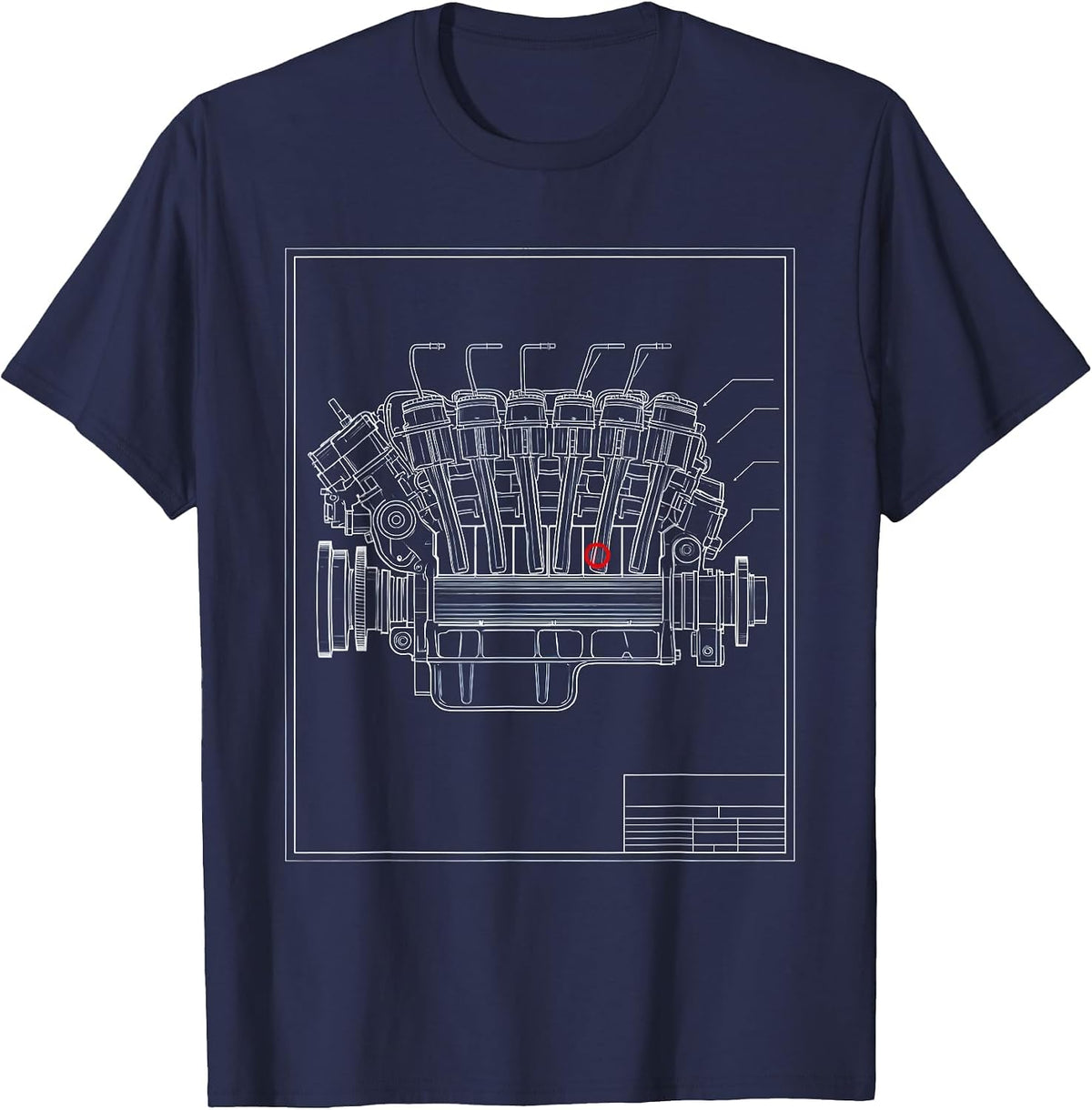 Diesel Engine Blueprint Trucker Mechanic Pickup Driver Humor T-Shirt - Navy Blue