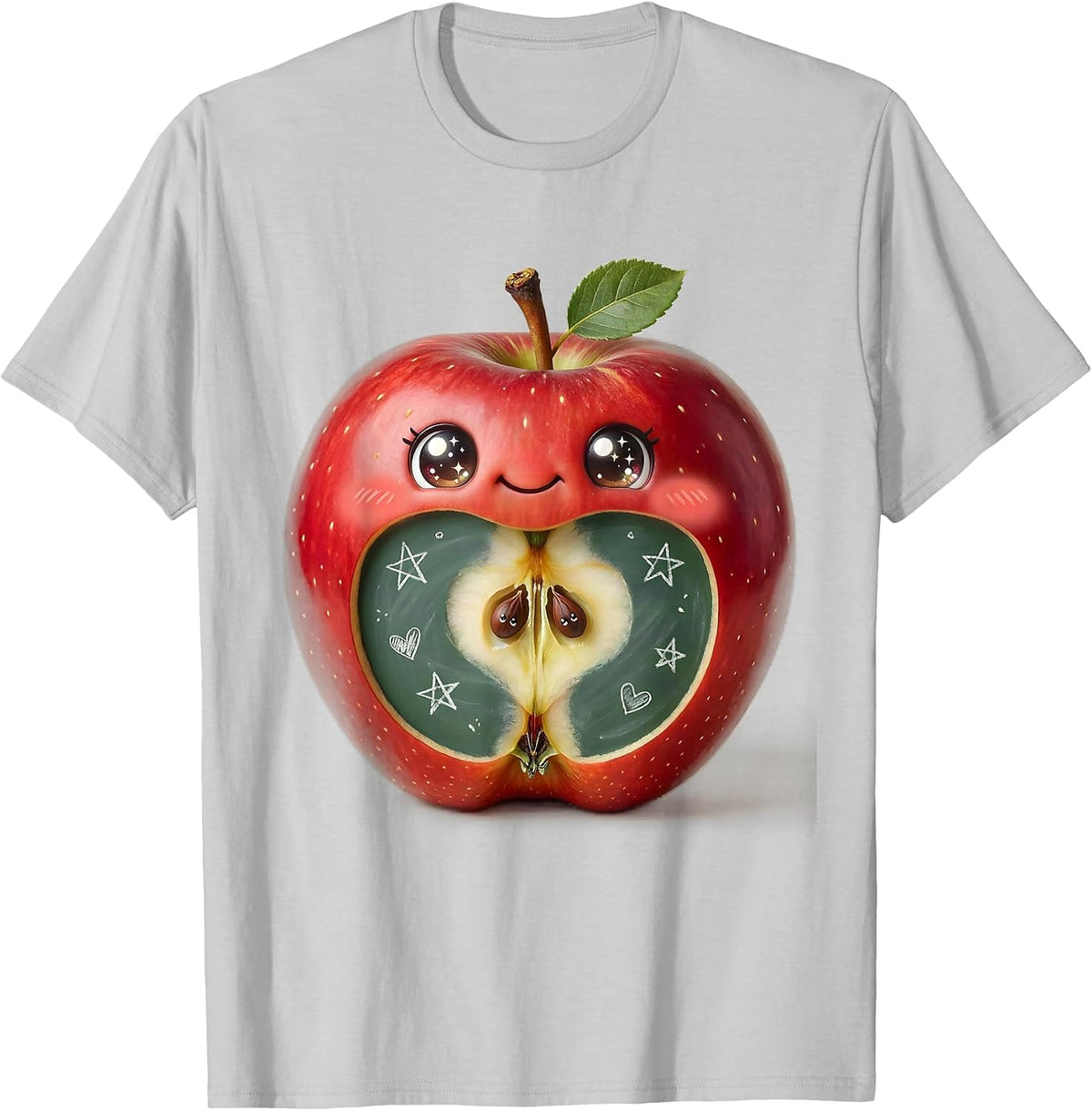 Men's Third Grade Teacher Apple Chalkboard Graphic T-Shirt - Silver Grey