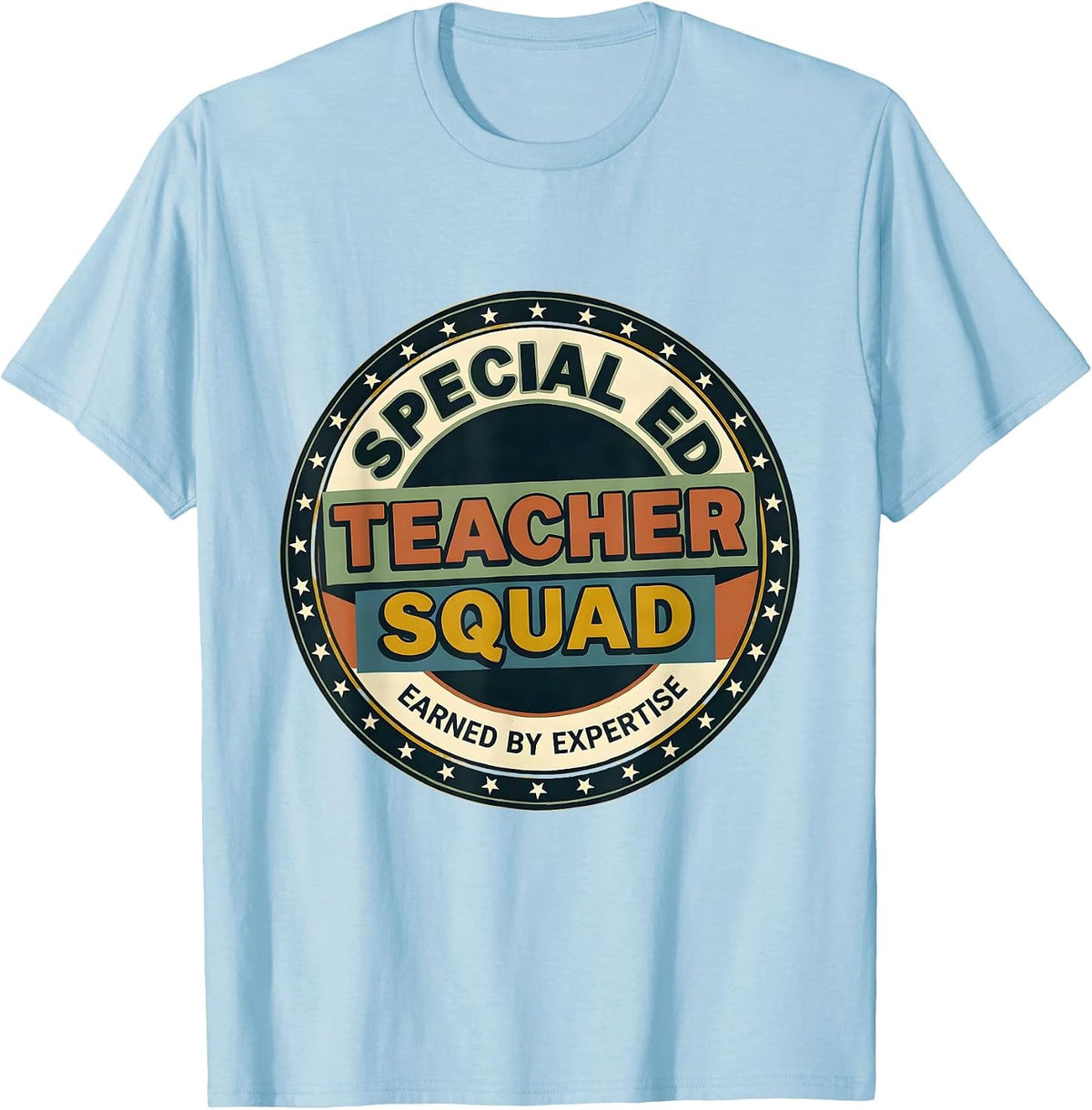 Men's Earned By Expertise Bold Retro Special Education Teacher T-Shirt - Baby Blue